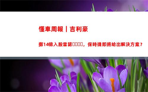 懂車周報｜吉利豪擲14億入股雷諾，保時捷即將給出解決方案？